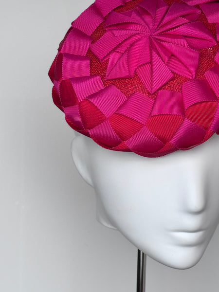 Red and fuchsia ribbon beret