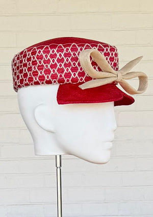 Designer hat Cherry Checkmate Cap by Louise Macdonald Milliner (Melbourne, Australia)