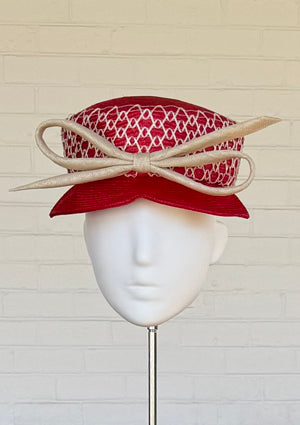 Designer hat Cherry Checkmate Cap by Louise Macdonald Milliner (Melbourne, Australia)
