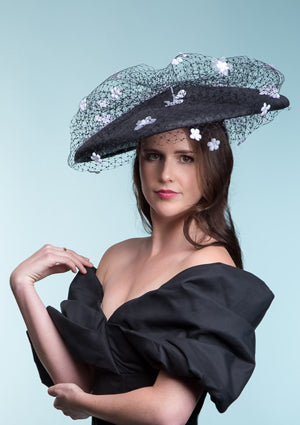 Designer hat Midnight Bloom by Louise Macdonald Milliner (Melbourne, Australia)