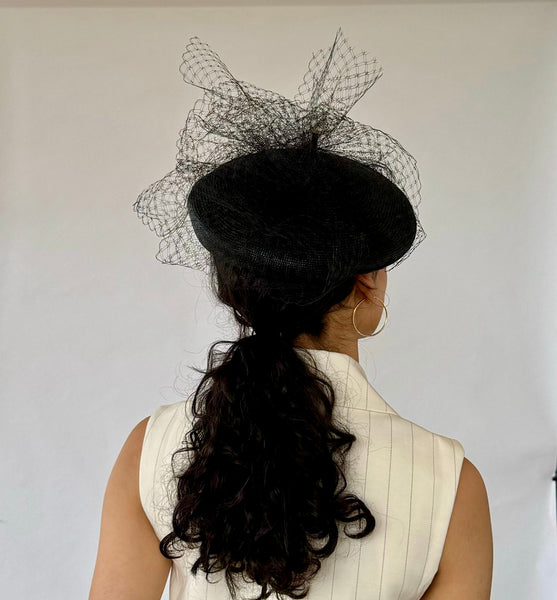 Designer hat Emily Beret in Black by Louise Macdonald Milliner (Melbourne, Australia)