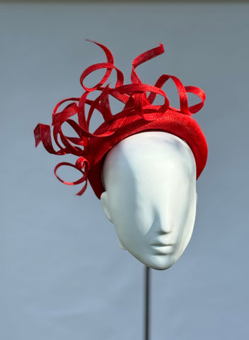 Designer hat Red Hosier Halo by Louise Macdonald Milliner (Melbourne, Australia)