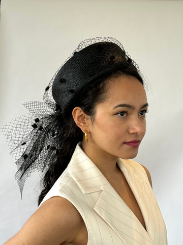 Designer hat Channing Pillbox by Louise Macdonald Milliner (Melbourne, Australia)