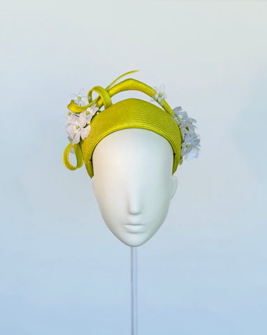 Designer hat Chartreuse Pillbox by Louise Macdonald Milliner (Melbourne, Australia)