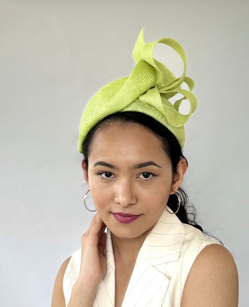 Designer hat Key Lime Headpiece by Louise Macdonald Milliner (Melbourne, Australia)