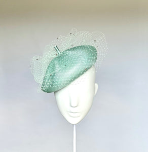 Designer hat Emily Beret in Mint by Louise Macdonald Milliner (Melbourne, Australia)