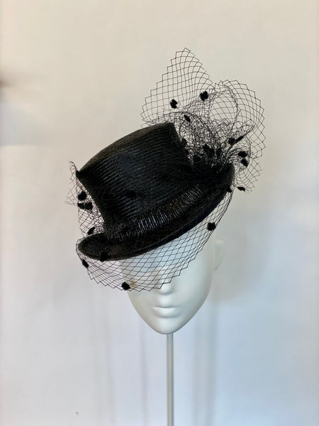 Designer hat Black Topper by Louise Macdonald Milliner (Melbourne, Australia)
