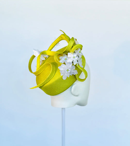 Designer hat Chartreuse Pillbox by Louise Macdonald Milliner (Melbourne, Australia)