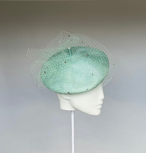 Designer hat Emily Beret in Mint by Louise Macdonald Milliner (Melbourne, Australia)