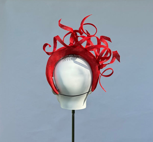 Designer hat Red Hosier Halo by Louise Macdonald Milliner (Melbourne, Australia)