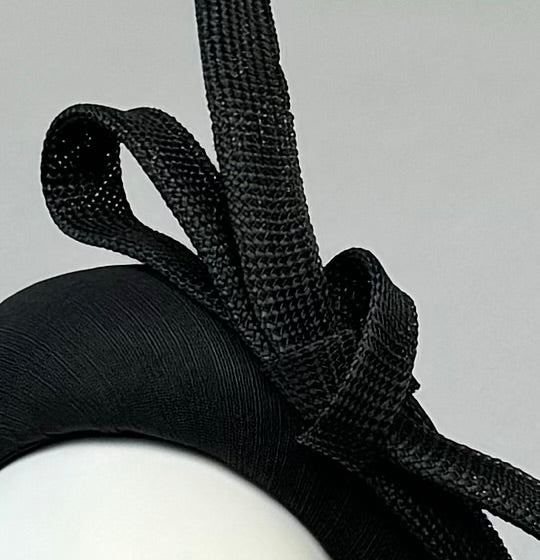 Designer hat Onyx Bow by Louise Macdonald Milliner (Melbourne, Australia)