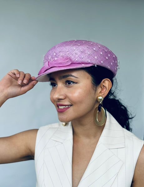 Designer hat Orchid Cap by Louise Macdonald Milliner (Melbourne, Australia)