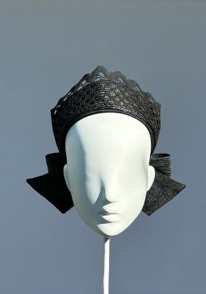 Designer hat Jet Pillbox by Louise Macdonald Milliner (Melbourne, Australia)