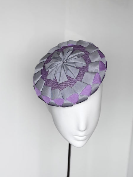 Lilac and grey ribbon beret
