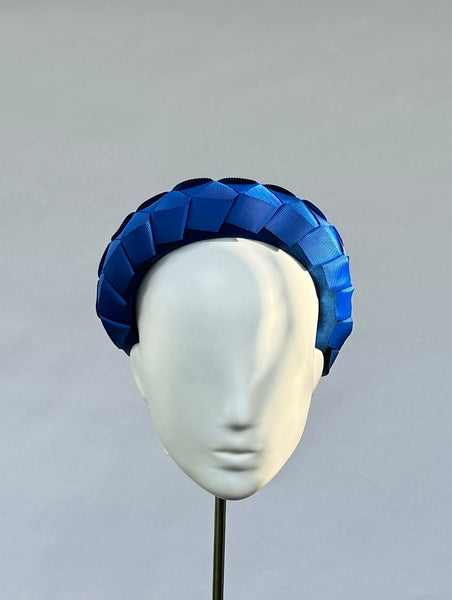 Designer hat Ribbon Halo in Cobalt Blue by Louise Macdonald Milliner (Melbourne, Australia)