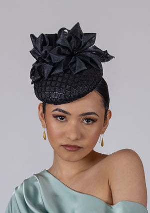 Designer hat Black Astra by Louise Macdonald Milliner (Melbourne, Australia)