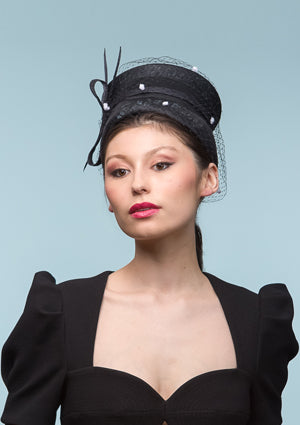 Designer hat Domino Pillbox by Louise Macdonald Milliner (Melbourne, Australia)