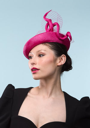 Designer hat Fuchsia Beret by Louise Macdonald Milliner (Melbourne, Australia)