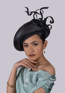 Designer hat Onyx Tresses by Louise Macdonald Milliner (Melbourne, Australia)