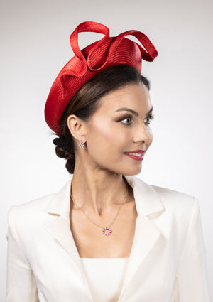 Designer hat Red Riff by Louise Macdonald Milliner (Melbourne, Australia)