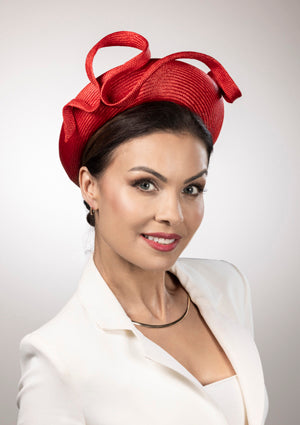 Designer hat Red Riff by Louise Macdonald Milliner (Melbourne, Australia)