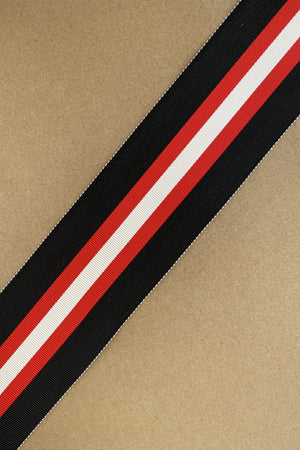Ribbon: Black, Cream and Red Stripe 50mm