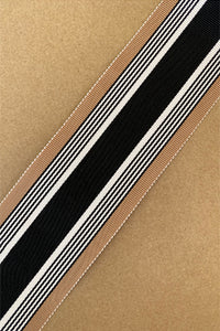 Ribbon: Black, White and Beige Stripe 50mm