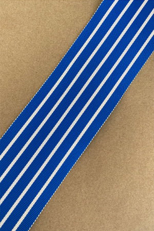 Ribbon: Cobalt Blue and Ivory Stripe 50mm