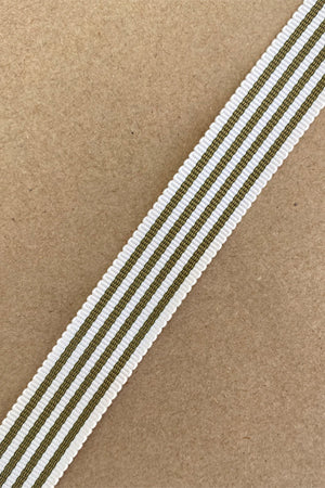Ribbon: Rifle Green and Ivory Stripe 16mm